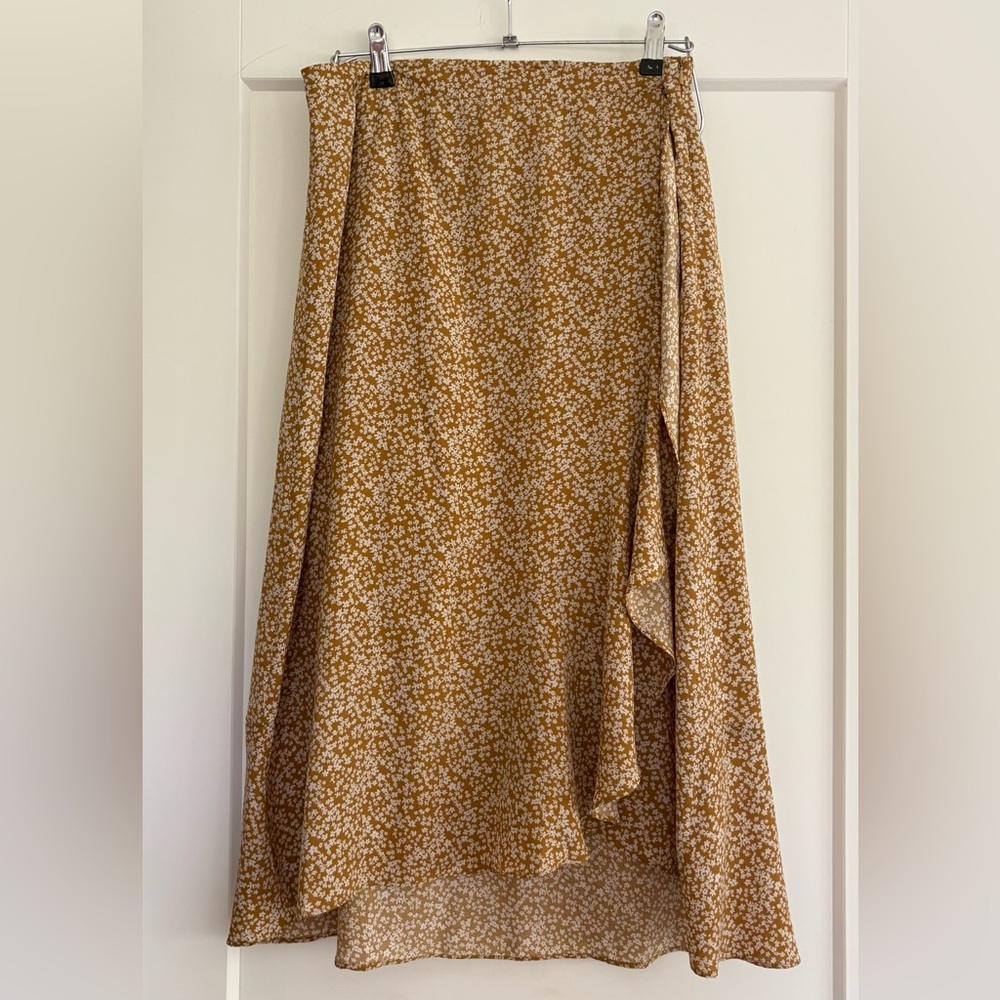 Wishlist by Bohme Floral Faux Wrap Midi Skirt Size Large NWOT - Picture 2 of 7